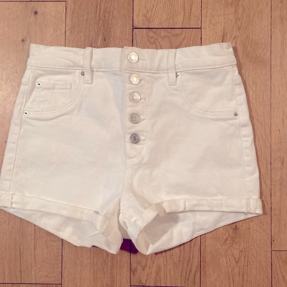 New without tags garage high waisted button fly white jean shorts 5 means 27 - Picture 1 of 4